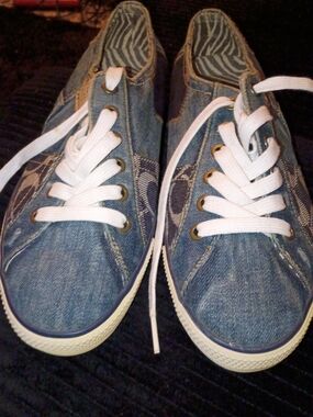 Coach Denim Blue Low-Top Sneakers with White Laces